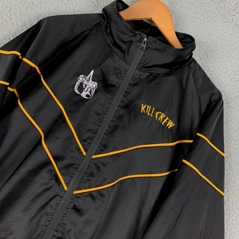 Kill Crew Track Jacket Men's Large L Black Embroidered Full Zip Warmup Pockets